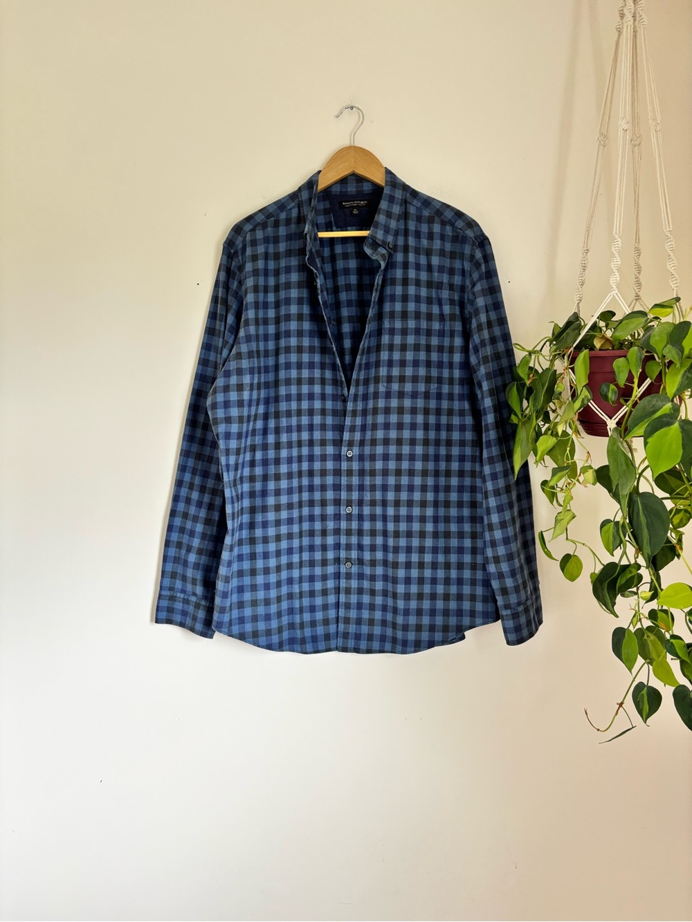 Banana Republic Luxe Flannel Button Down In Blue